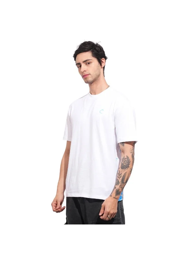 بيينغ هيومان Mens White Round Neck Short Sleeve T-Shirt