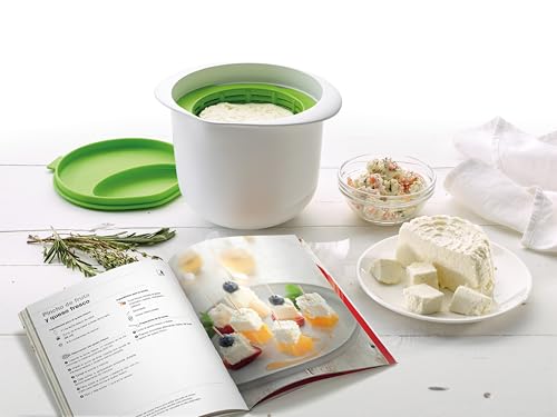 Lekue Lékué Homemade Cheese Maker Kit with 24 Recipe Book 'My Fresh Cheese' - All-in-One 100% Natural High Protein Cheese Making Kit - Makes 7.1-8.8oz of Cheese - Platinum Silicone - Image 2