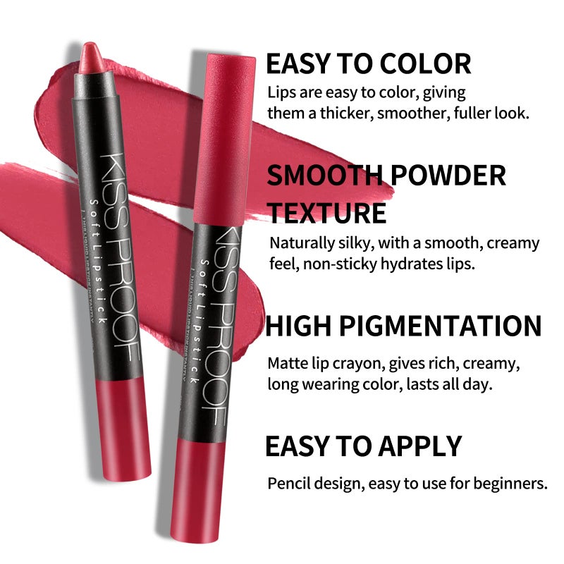 Boobeen Matte Lipstick Pencil Lip Crayon Stick Matte Velvet Lipgloss Creamy Lip Liner Full Coverage High Pigment Waterproof Non-Fade Lipstick for Women, Matte Lip Stain with Smooth Makeup - Image 4