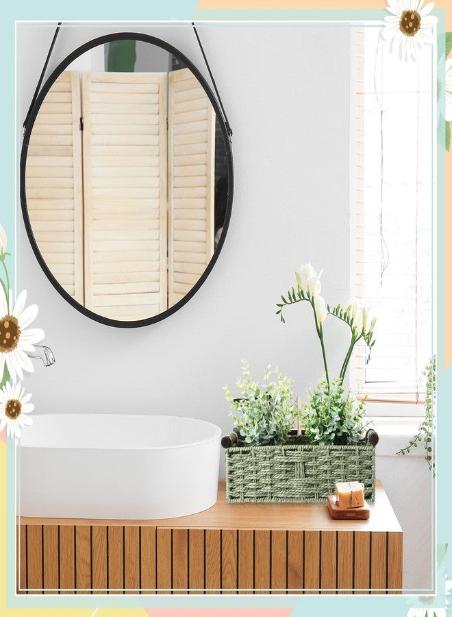 Capoda Green Storage Wicker Baskets with Fake Plants Eucalyptus Potted Toilet Tank Topper Paper Basket Toilet Tray Decorative Storage Bin for Countertop and Shelves Home Bathroom Farmhouse Table Decor - Image 3