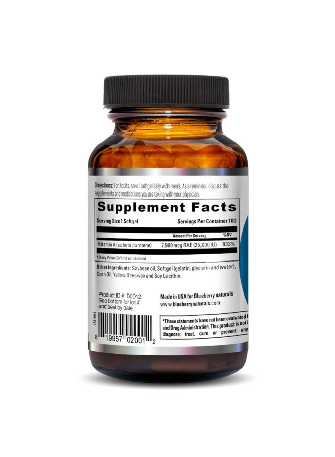 blueberry NATURALS Betacarotene 25,000Iu Softgels 100'S B0012 - Image 2