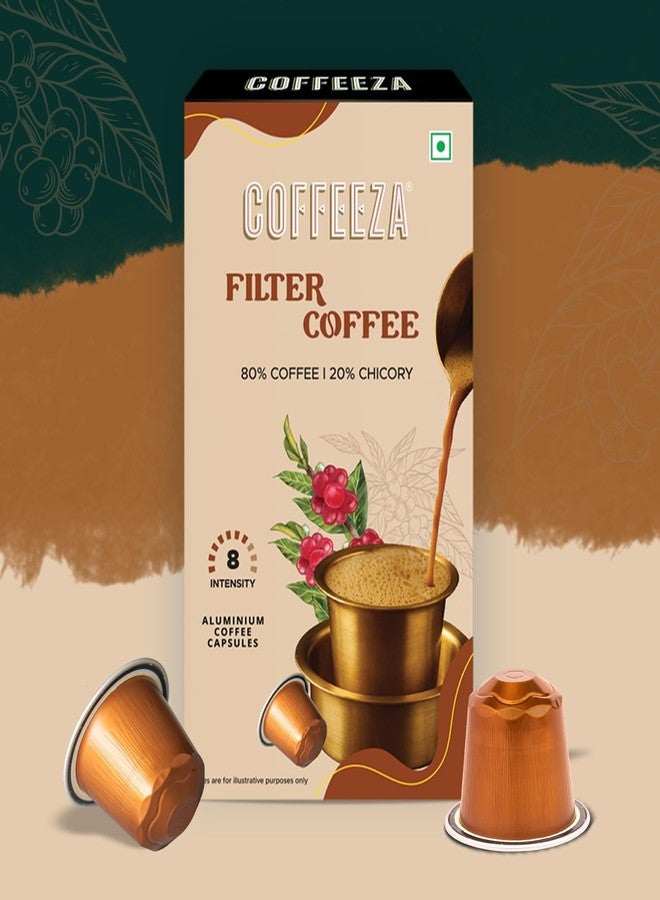 Coffeeza South Indian Filter Coffee Capsules | 80% Coffee 20% Chicory Blend | Intensity 8 | Medium-Dark Roast | Caramel, Chocolate & Earthy Notes | Original Line Compatible Pods (Box of 10 Capsules) - Image 4