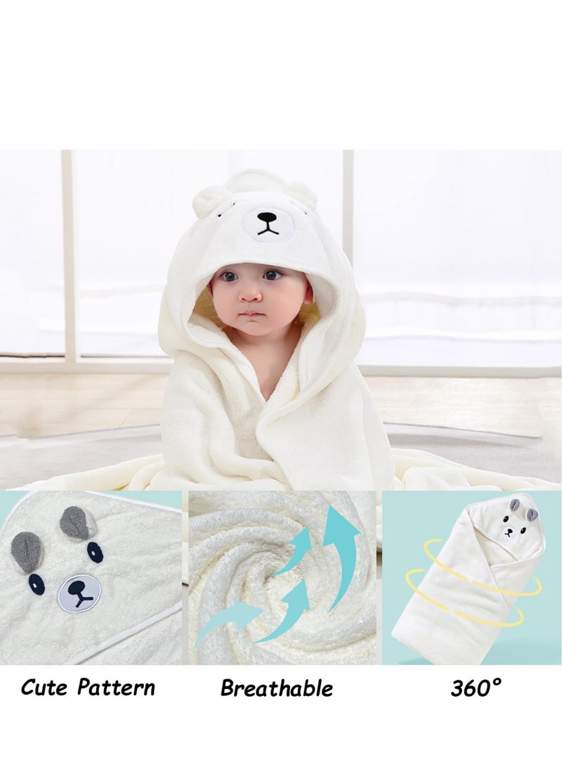 SYOSI Hooded Baby Towel for Newborn, 2 Pack Soft Bath Towels for Babie, and Infant, Stuff Towels for Boy and Girl Toddler Essentials (Gray Bear, White Bear) - Image 3