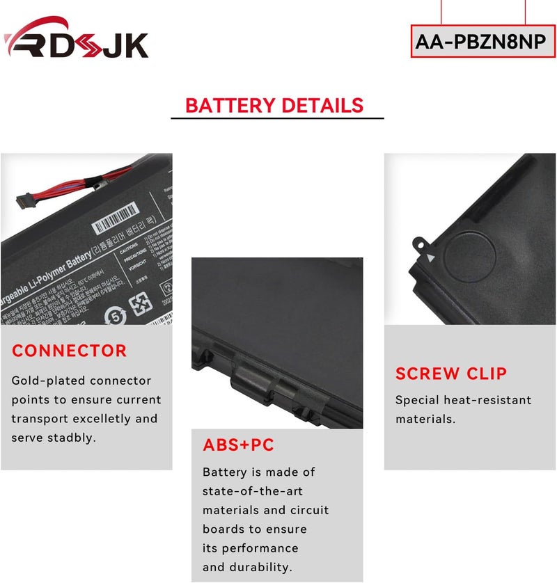 AA-PBZN8NP PBZN8NP Laptop Battery for Samsung Series 7 Notebook NP-700 NP-700Z NP700Z7C NP700Z5C NP700Z5A NP700Z5B NP700Z5AH NP770Z7E NP700Z7A NP770Z7E-S01DE NP700Z5AH-S01 NP700Z5B-S01UB 14.8V 80Wh - Image 5