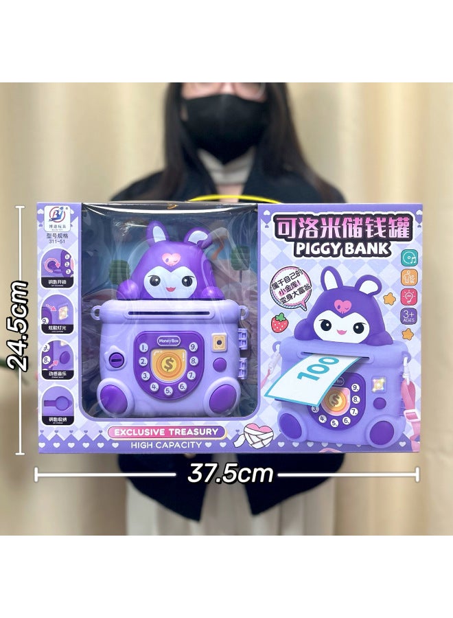 Children's Large Graffiti Bear Piggy Bank With Key Music Trend Bear Backpack Piggy Bank Agency Year Toys-Color:311-23 Puppy Piggy Bank [2 Color Random]] - Image 3
