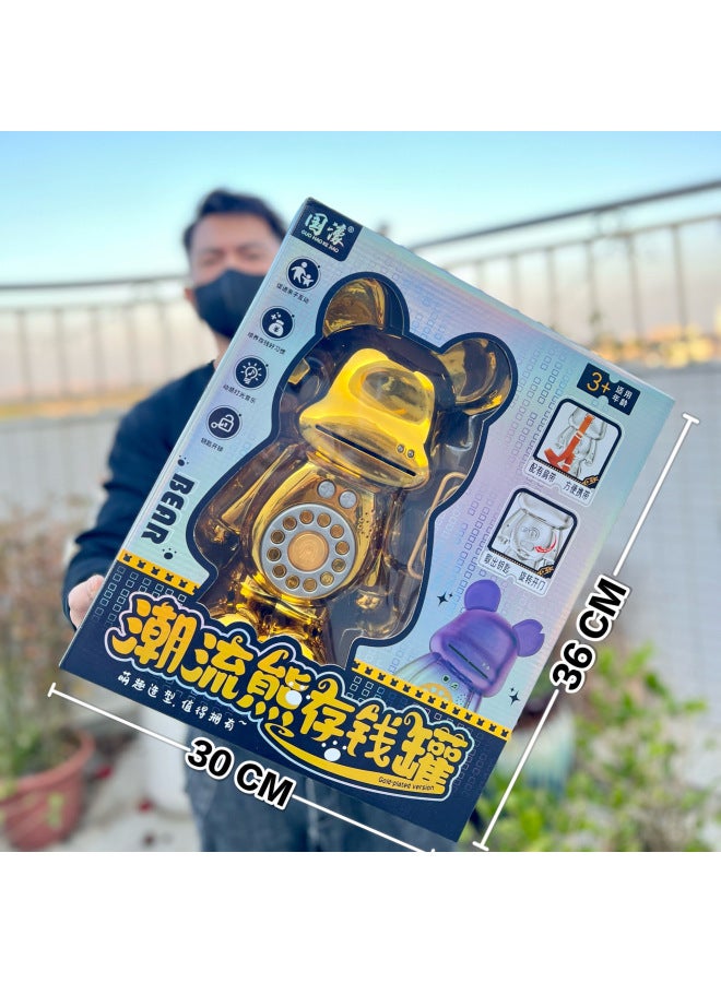 Children's Large Graffiti Bear Piggy Bank With Key Music Trend Bear Backpack Piggy Bank Agency Year Toys-Color:311-23 Puppy Piggy Bank [2 Color Random]] - Image 4
