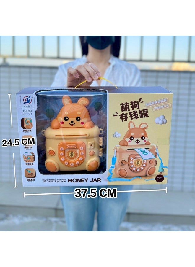 Children's Large Graffiti Bear Piggy Bank With Key Music Trend Bear Backpack Piggy Bank Agency Year Toys-Color:311-23 Puppy Piggy Bank [2 Color Random]] - Image 1