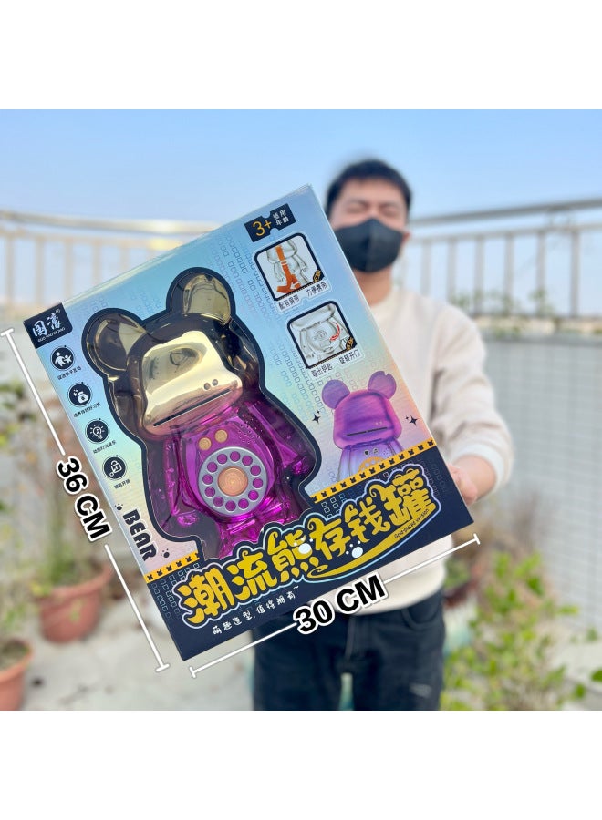 Children's Large Graffiti Bear Piggy Bank With Key Music Trend Bear Backpack Piggy Bank Agency Year Toys-Color:311-23 Puppy Piggy Bank [2 Color Random]] - Image 5