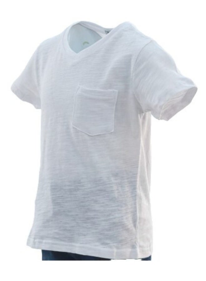 JOANNA JOANNA 21832B Boy's V-Neck Pocket Short Sleeve T-Shirt - White - Image 2
