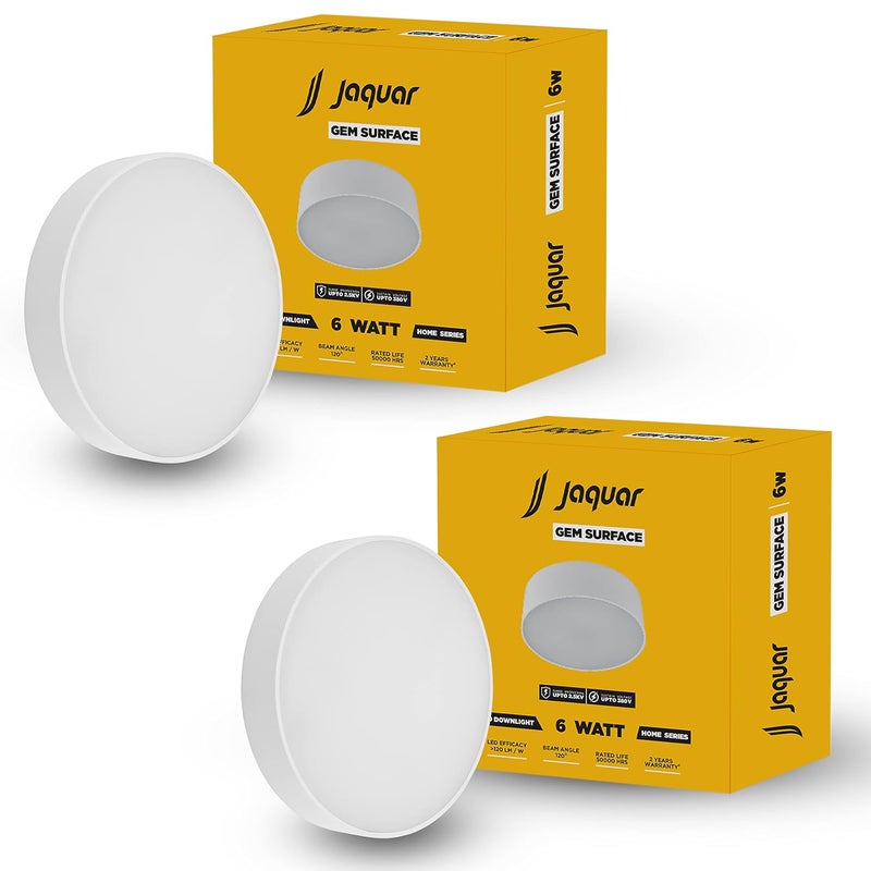 Jaquar 6W LED Gem Trimless Round Surface Mount Down Light No False Ceiling Required Warm White3000K Pack of 2 - Image 1