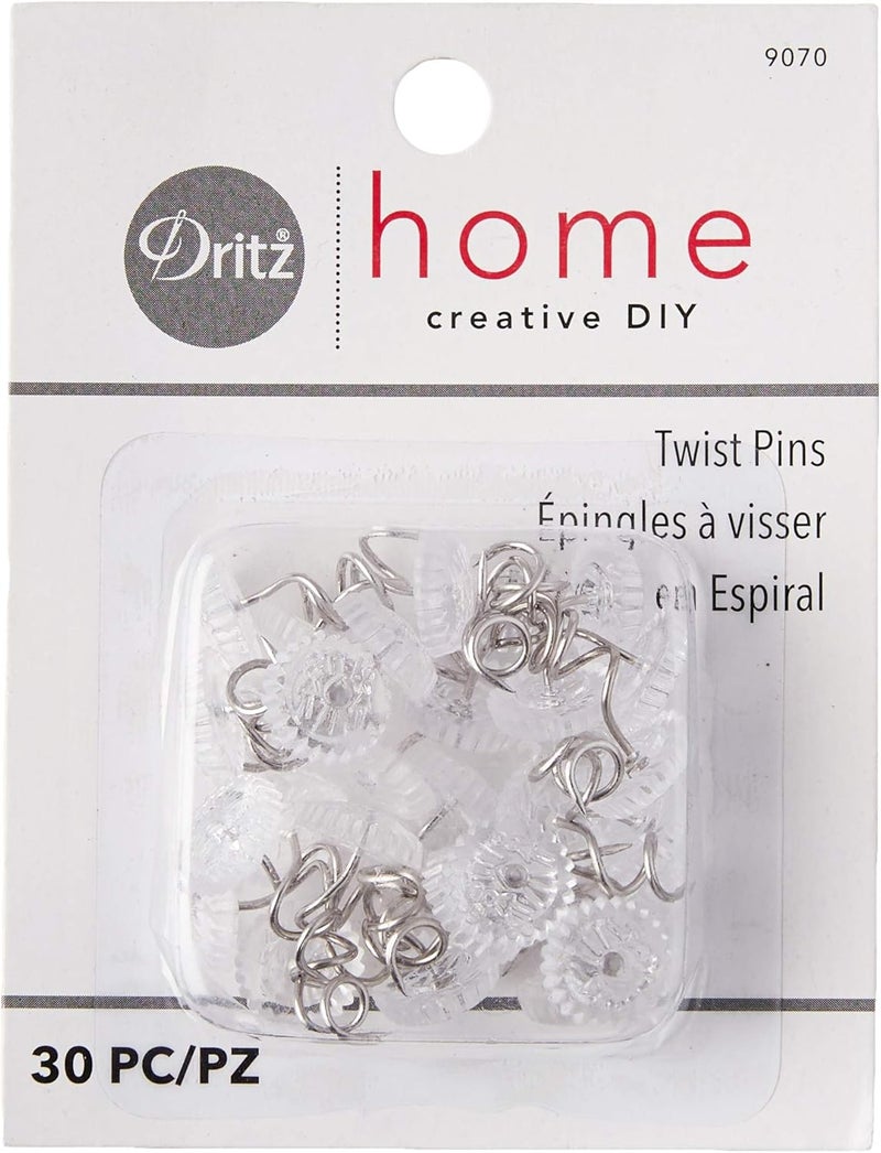Dritz دريز هوم 9070 دبابيس ملتوية برؤوس شفافة 30 قطعة - Image 1