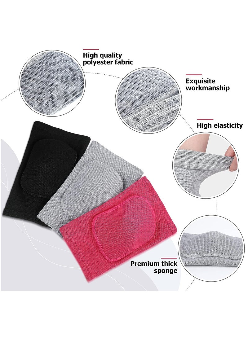 SOLARAE Knee Pad for Dance Volleyball, Knee Pads for Women Girls Dancers Yoga Floor Dance Non-slip Elastic Padded Knee Brace Support with Sponge Knee Protector Guards 3 Pairs, S - Image 2