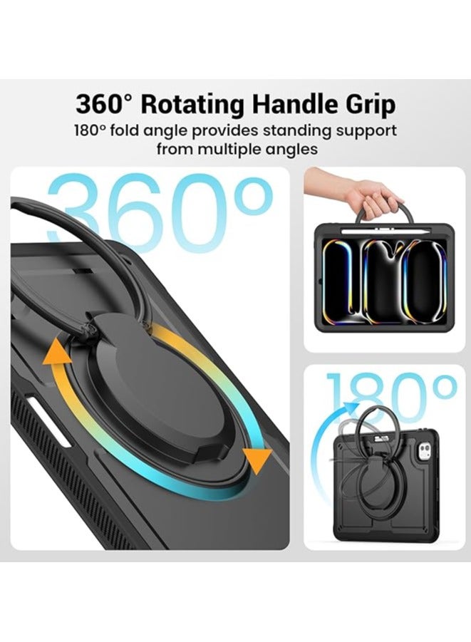 Green Tiger Protective Case for iPad Pro 11 inch M4 2024, Shock/Drop/Abrasion Resistant, with Stand, Heat Dissipation, Pen Slot, Black - Image 3