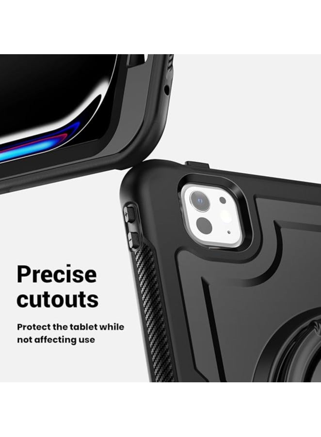 Green Tiger Protective Case for iPad Pro 11 inch M4 2024, Shock/Drop/Abrasion Resistant, with Stand, Heat Dissipation, Pen Slot, Black - Image 4