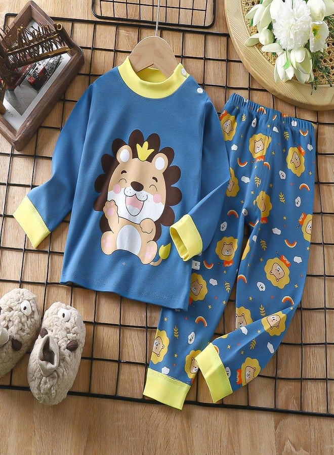 Bold N Elegant Kid's Cartoon Print Cotton Full Sleeve T-shirt & Pajama PJ Casual Clothing Set for Infant Toddler Baby Boy Girl Kids (4-5 Years, Blue) - Image 3