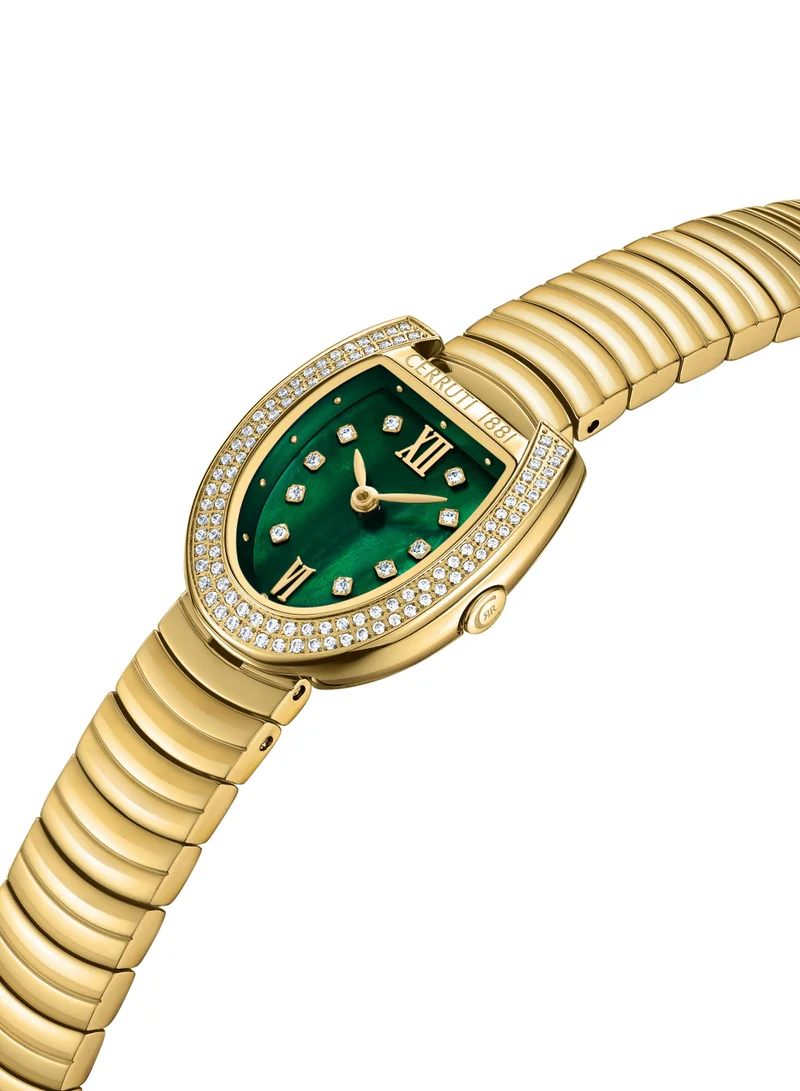 CERRUTI 1881 Women's Cerruti 1881 Lerici Analog Women's Watch - Green Mother of Pearl Dial, Roman Numerals, Gold Plated Bracelet