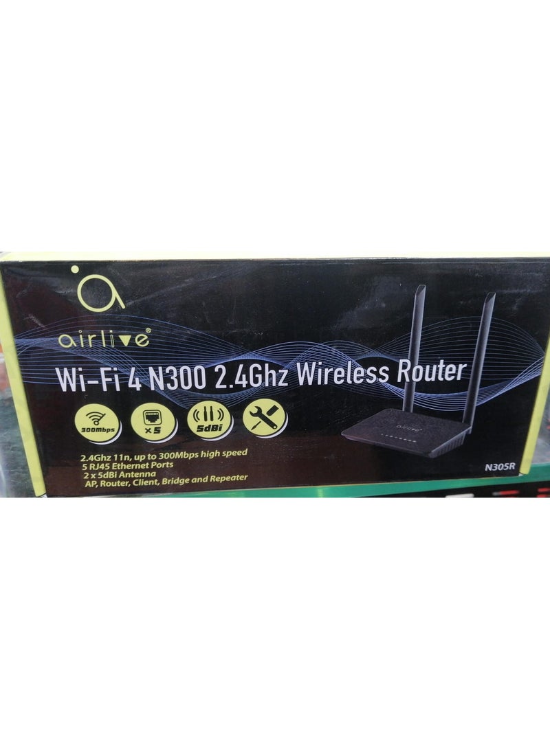 Air Live AirLive Wi-Fi 4 N300 2.4GHz Wireless Router - Black - Image 1