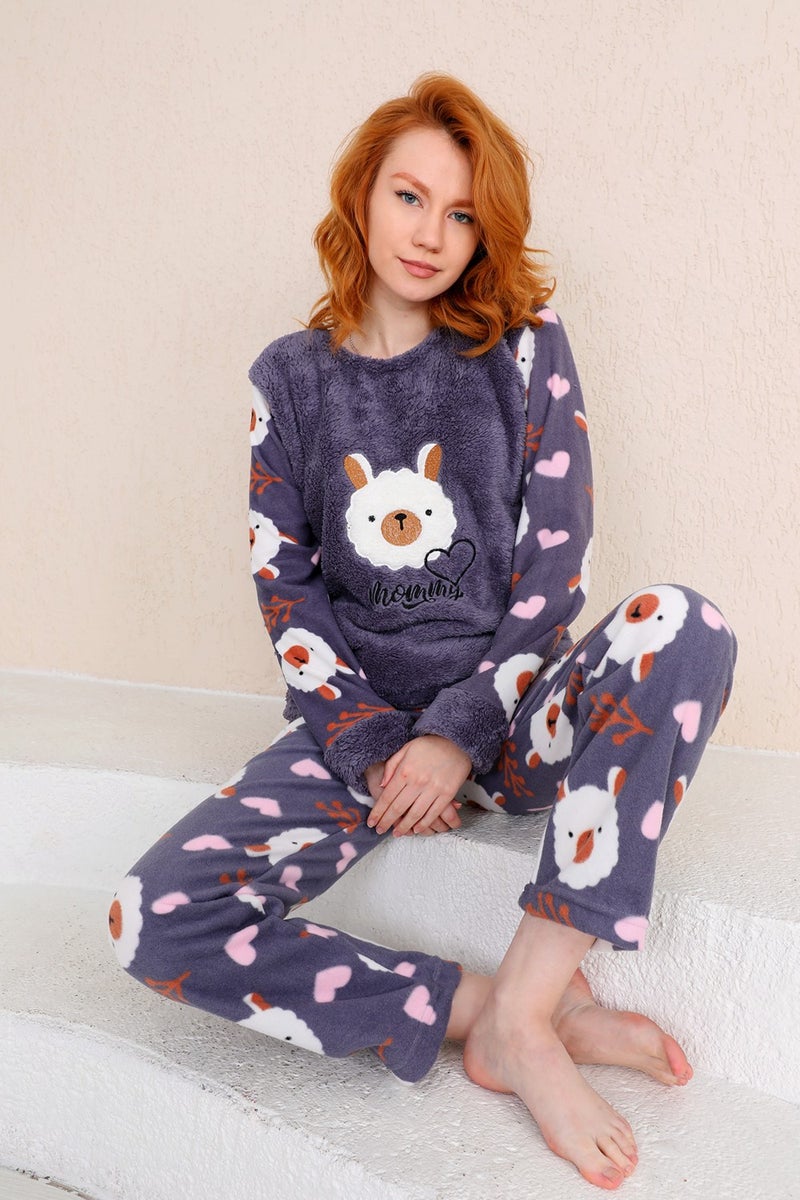 Nisanca Winter Women's Welsoft Polar Pajama Set - New Year Pajamas - Image 1