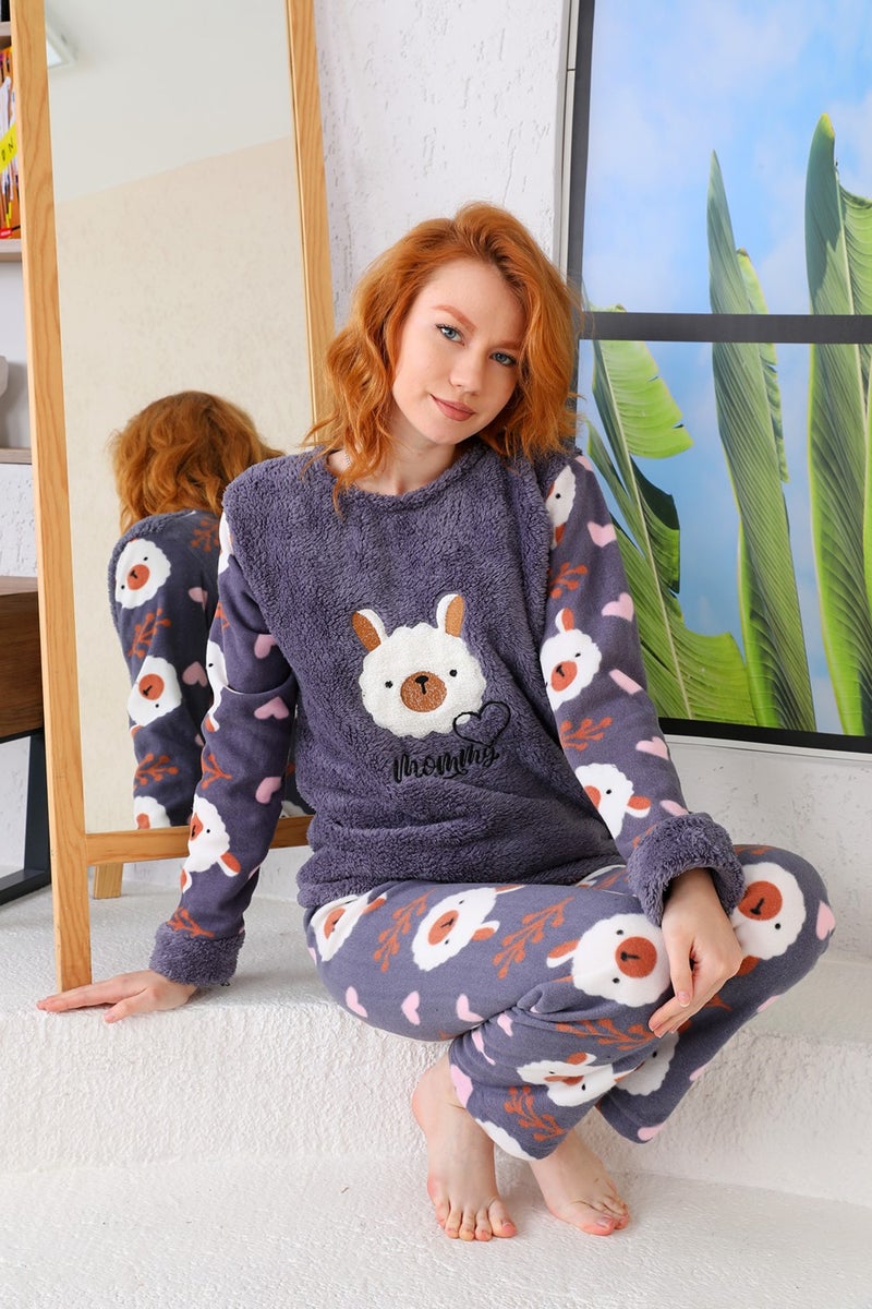 Nisanca Winter Women's Welsoft Polar Pajama Set - New Year Pajamas - Image 4