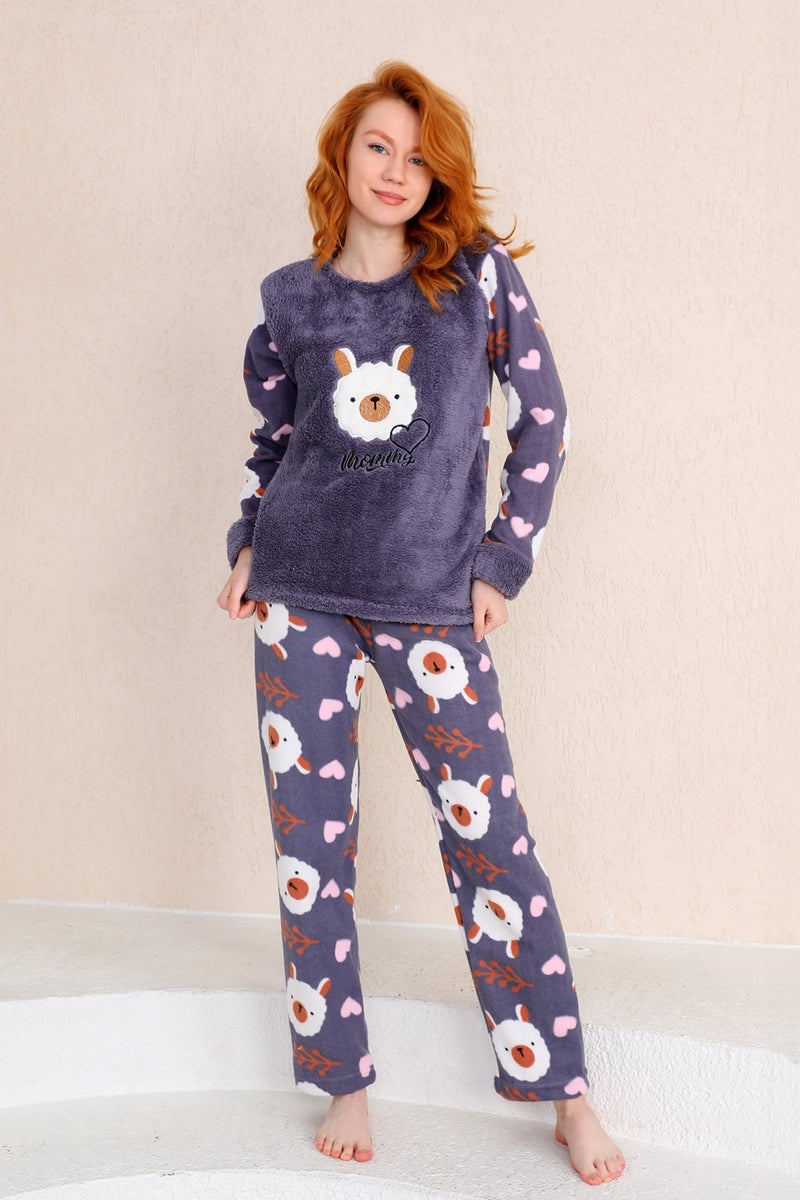 Nisanca Winter Women's Welsoft Polar Pajama Set - New Year Pajamas - Image 2