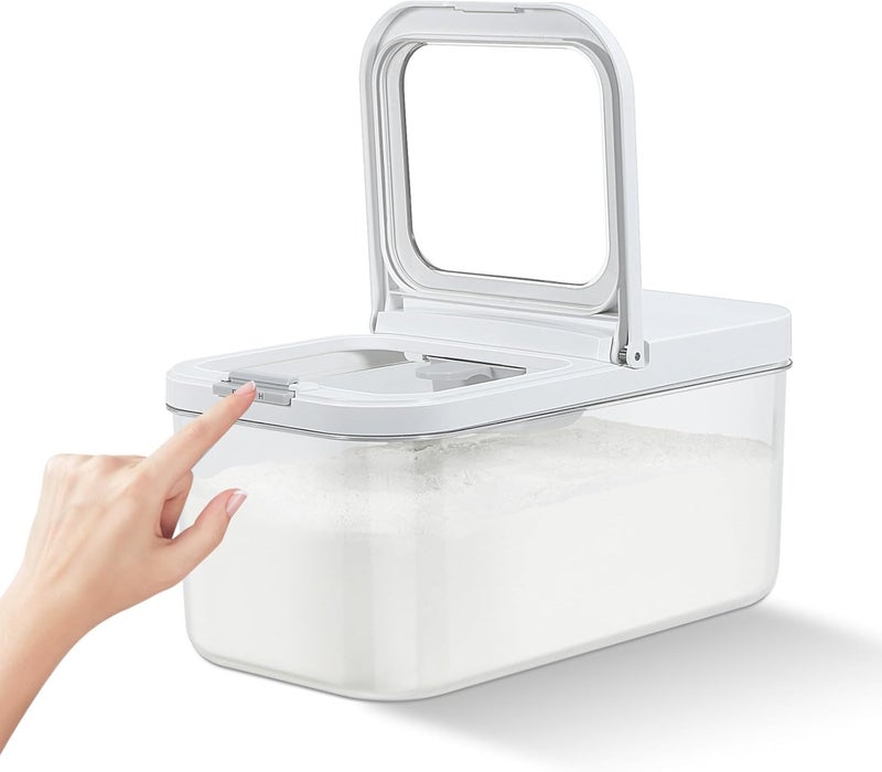TBMax Rice Flour Storage Container with Automatic Flip-up Lid 13 Lbs | 6.5 Qt, Short and Narrow Food Storage Flour Bin for Kitchen Drwer Organization, Pet Dog Cat Food Storage Container - Image 1
