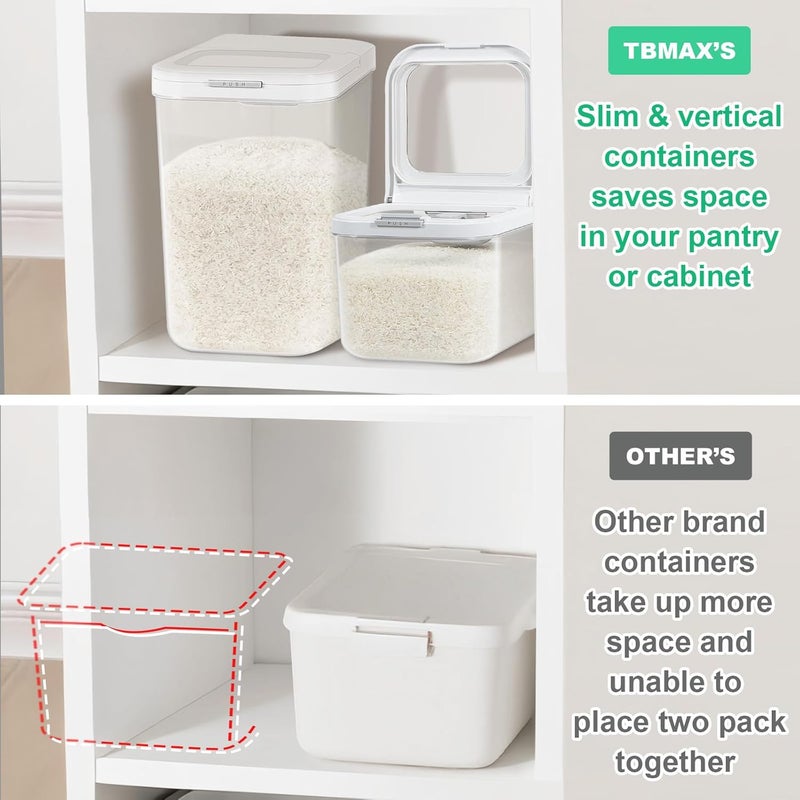 TBMax Rice Flour Storage Container with Automatic Flip-up Lid 13 Lbs | 6.5 Qt, Short and Narrow Food Storage Flour Bin for Kitchen Drwer Organization, Pet Dog Cat Food Storage Container - Image 4