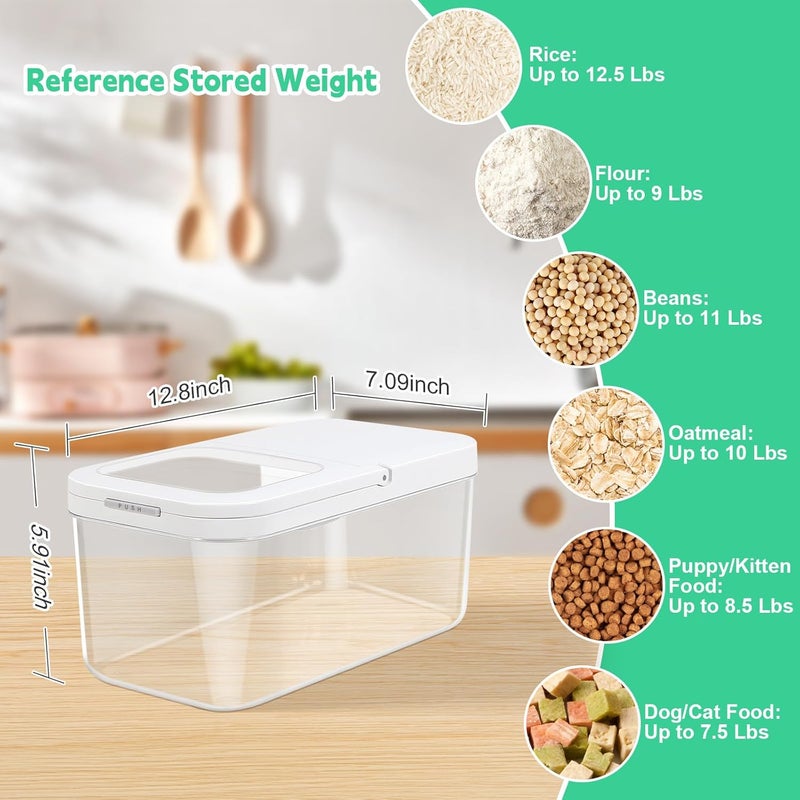 TBMax Rice Flour Storage Container with Automatic Flip-up Lid 13 Lbs | 6.5 Qt, Short and Narrow Food Storage Flour Bin for Kitchen Drwer Organization, Pet Dog Cat Food Storage Container - Image 5