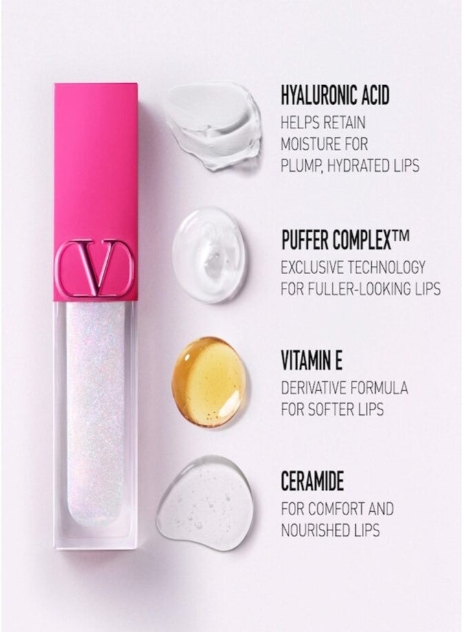 فالنتينو ملمع الشفاه Valentino Puffer Complex™ (سعة 6.5 مل - درجة 140R): ملمع مرطب وعالي اللمعان يمنح الشفاه مظهراً ممتلئاً. - Image 5