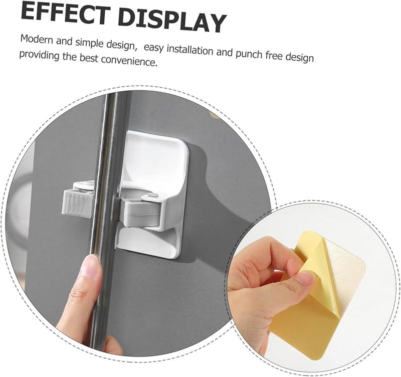 4 قطع من خطاف التخزين الثقيل للجدران لتعليق المكانس والمساحات للمطبخ والحمام - Image 5