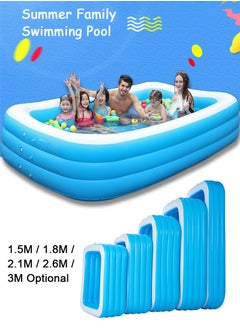 TAPIT 210x140x60cm 3-Layer Rectangle Shape Inflatable Swimming Pool, Thickened Durable Family Swimming Pool, Summer Pool Fun Outdoor Water Toys for Adults and Kids, Suitable for 1-4 People  - Image 2