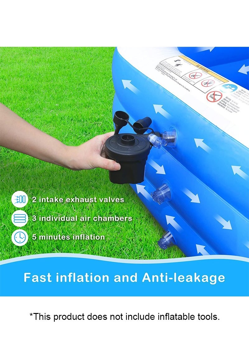 210x140x60cm 3-Layer Rectangle Shape Inflatable Swimming Pool, Thickened Durable Family Swimming Pool, Summer Pool Fun Outdoor Water Toys for Adults and Kids, Suitable for 1-4 People