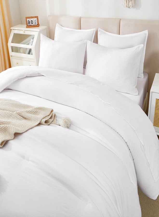 Litanika Twin/Twin XL Size Comforter Set White - 5 Piece Bed in a Bag, Lightweight Bed Set with Comforter, Sheets, Pillowcase & Sham - Image 4