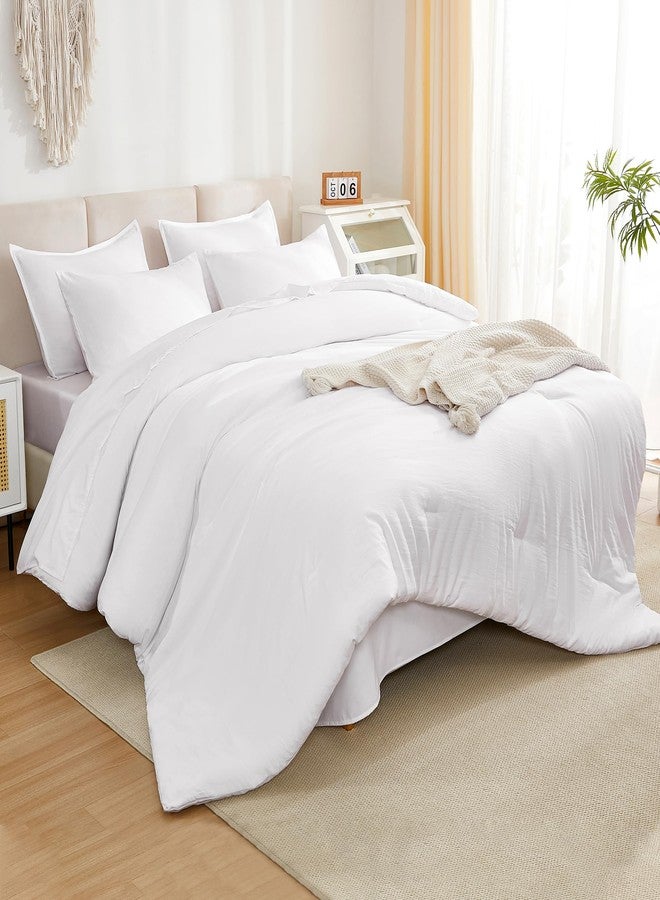 Litanika Twin/Twin XL Size Comforter Set White - 5 Piece Bed in a Bag, Lightweight Bed Set with Comforter, Sheets, Pillowcase & Sham - Image 2
