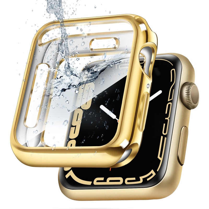 top4cus 41mm Case Soft Flexible Lightweight Anti-Scratch All Around Protective 41mm Iwatch Cover Case Shiny Shockproof Bumper with Screen Protector Compatible with Apple Watch Series 9/8/7 -Gold - Image 1