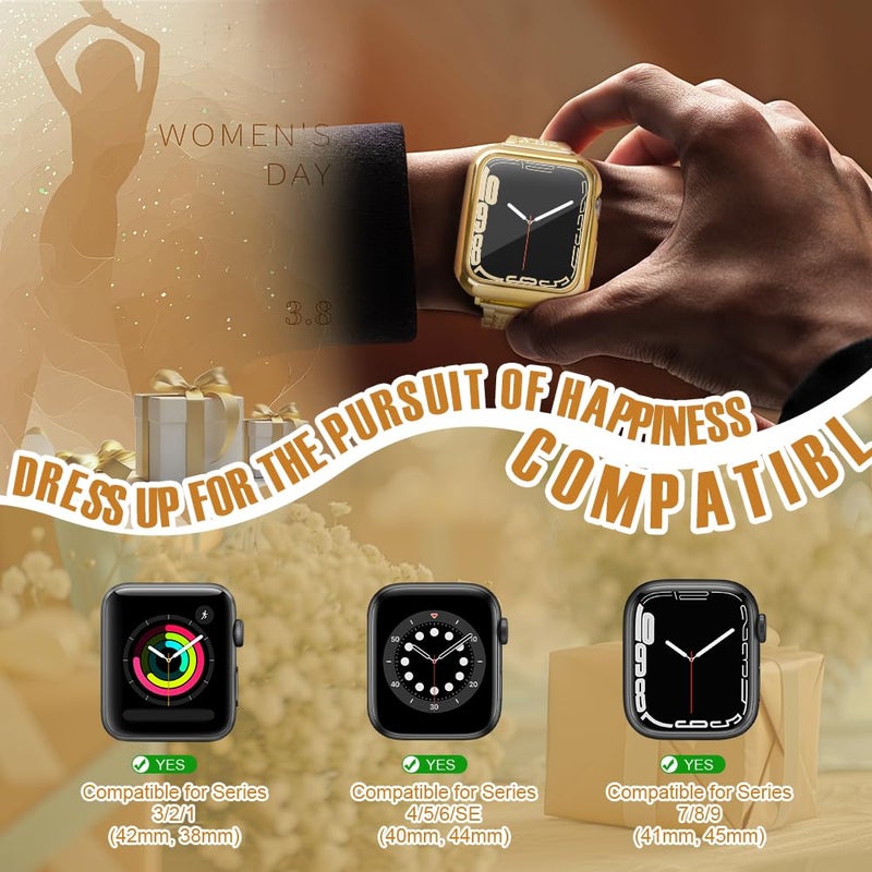 top4cus 41mm Case Soft Flexible Lightweight Anti-Scratch All Around Protective 41mm Iwatch Cover Case Shiny Shockproof Bumper with Screen Protector Compatible with Apple Watch Series 9/8/7 -Gold - Image 5