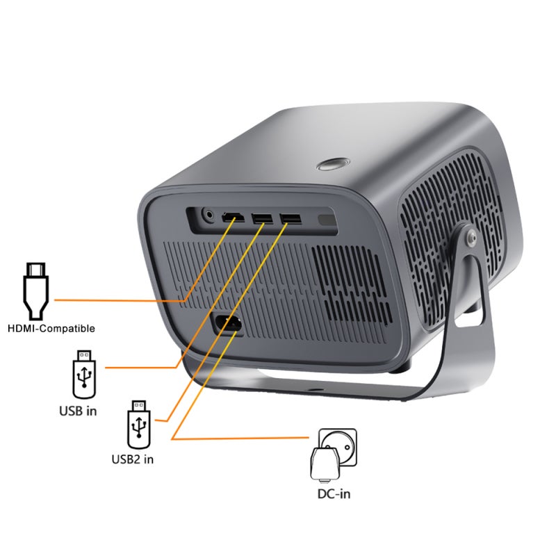 Portable Projector: 4K Support 1080*720P Resolution - Android 11.0 Smart OS Electric Focus Keystone Correction 360° Rotation for Home Theater Outdoor Movie Night - Image 5