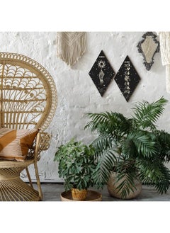 Qunclay 2 Pieces Boho Wall Decor Moon Phases Wall Art Minimalist Boho Wall Decoration Sun And Moon Wall Hanging Decor Farmhouse Rustic Wall Pediments Moon Phases For Bedroom Living Room 6.7 X 11.8 Inches  - Image 5