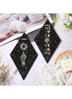 Qunclay 2 Pieces Boho Wall Decor Moon Phases Wall Art Minimalist Boho Wall Decoration Sun And Moon Wall Hanging Decor Farmhouse Rustic Wall Pediments Moon Phases For Bedroom Living Room 6.7 X 11.8 Inches  - Image 3