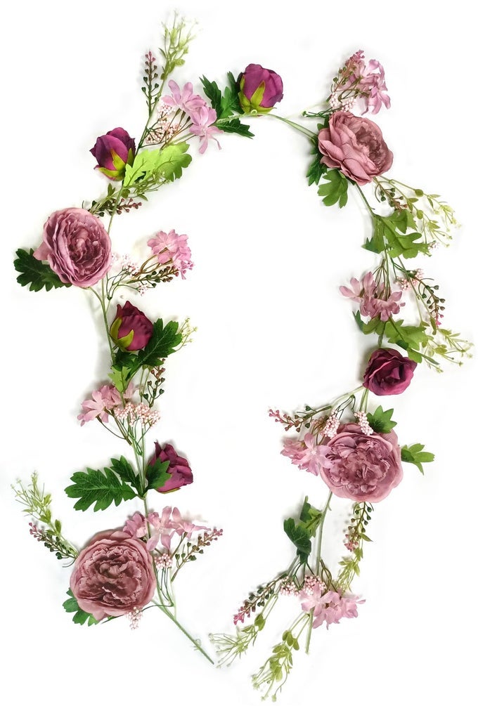 PEONY FLOWER GARLAND 180CM ROSE GARLAND ARTIFICIAL FLOWERS ARTIFICIAL FLOWER GARLANDS FOR WEDDINGS HOME TABLE RUNNER MANTLE PARTY DECORATIONS DUSTY PEONY GARLAND