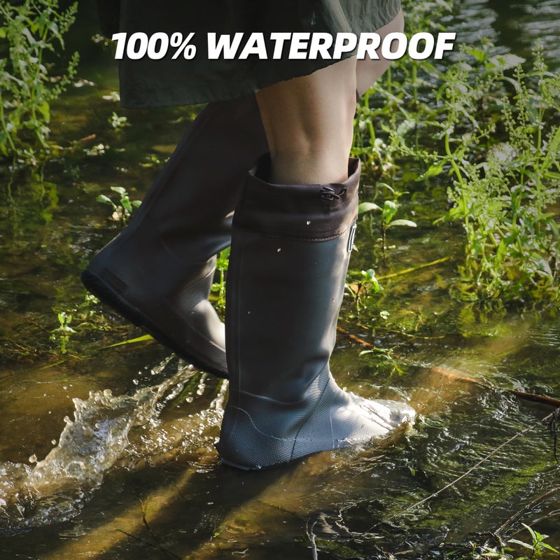 wasserflux Womenâ€™s Waterproof Mid-Calf Rain Boots â€“ Lightweight Foldable Rubber Boots with Adjustable Cuff & Anti-Slip Sole for Gardening and Outdoor Work(Grey,US 7) - Image 5