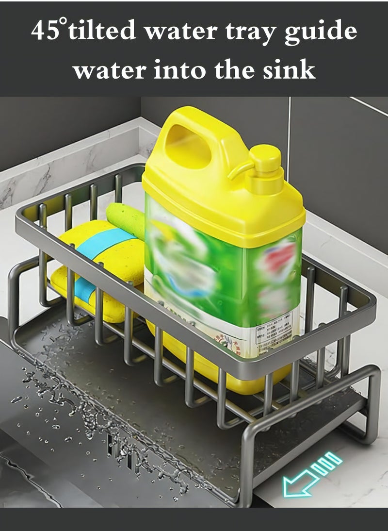 ATRI Stainless steel dishwashing sponge holder، Dish Soap and Sponge Holder for Kitchen Accessories Storage, Black  - Image 2