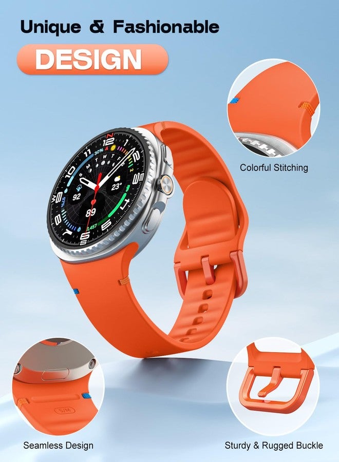 MoKo Sport Strap for Samsung Galaxy Watch 8 Strap 40mm 44mm/Galaxy Watch 8 Classic 46mm, Soft Silicone Replacement Band for Men Women, Black+White+Space Gray+Midnight Blue+Orange, M/L - Image 3
