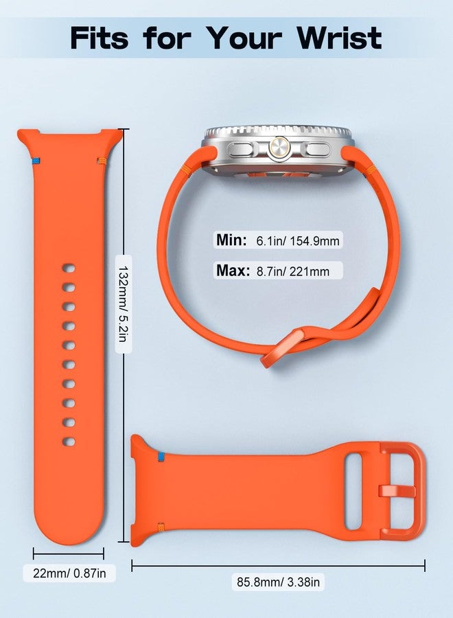 MoKo Sport Strap for Samsung Galaxy Watch 8 Strap 40mm 44mm/Galaxy Watch 8 Classic 46mm, Soft Silicone Replacement Band for Men Women, Black+White+Space Gray+Midnight Blue+Orange, M/L - Image 5