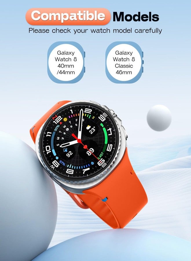 MoKo Sport Strap for Samsung Galaxy Watch 8 Strap 40mm 44mm/Galaxy Watch 8 Classic 46mm, Soft Silicone Replacement Band for Men Women, Black+White+Space Gray+Midnight Blue+Orange, M/L - Image 2