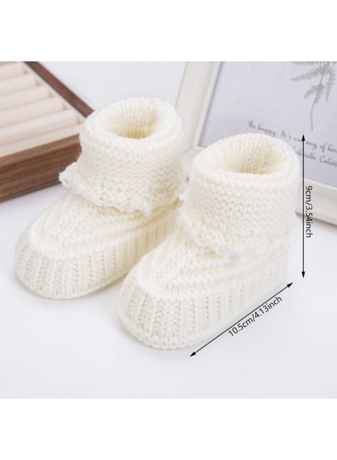 Handmade Knitted Cotton Baby Booties for Newborns, Khaki - Image 4