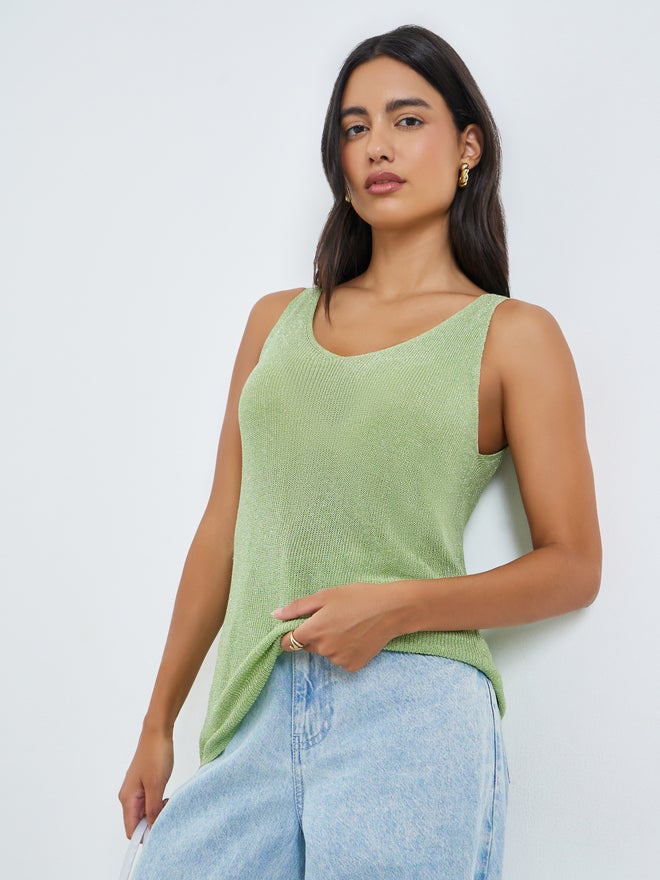 Styli Green Sleeveless Knit Top - Image 1