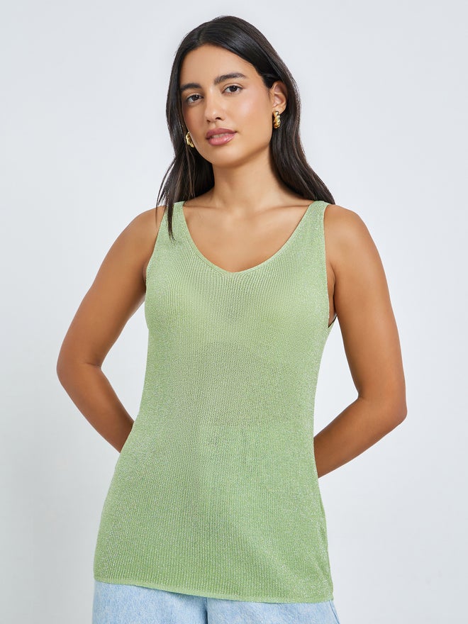 Styli Green Sleeveless Knit Top - Image 3