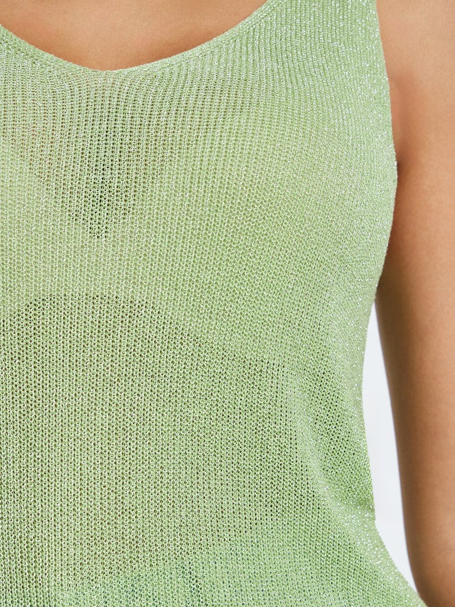 Styli Green Sleeveless Knit Top - Image 4