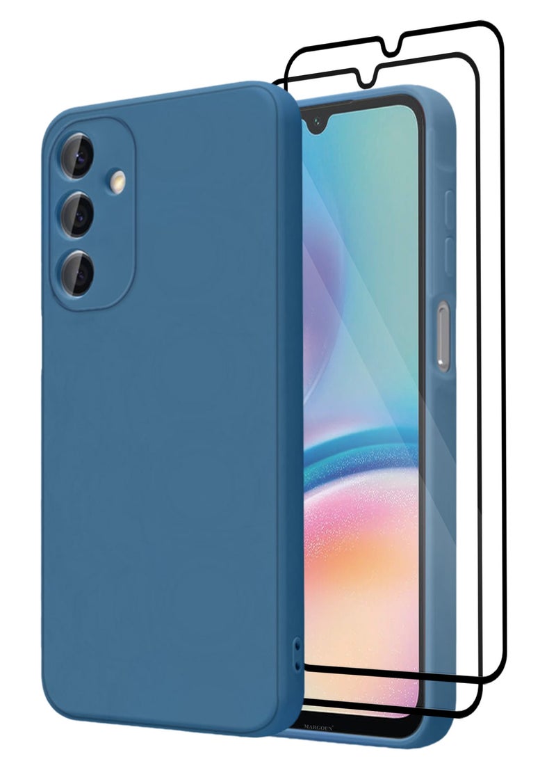 3Packs Liquid Silicone Case for Samsung Galaxy A05s Protective Phone Case with Soft Anti-Scratch Microfiber Lining Utra Slim Drop Protection Phone Cover with Two 3D Screen Protectors - Blue - Image 1