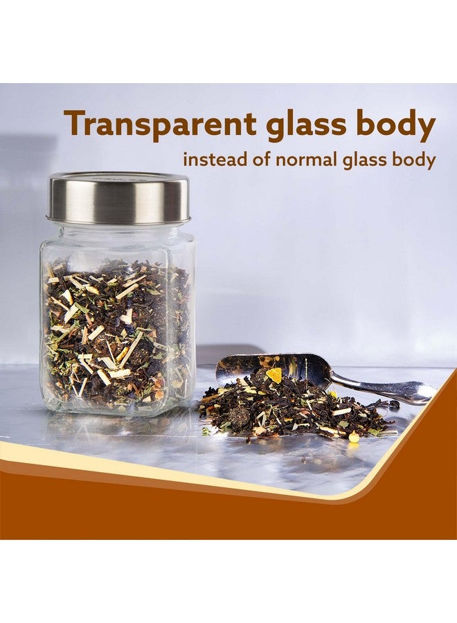 AGARO Elegant Cube Jar 310 ml, Steel Lid, Storage Glass Container, Transparent, Kitchen Organiser, Multipurpose Jar, Pack of 6 - Image 4